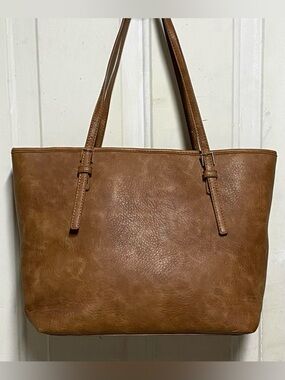 Urban Expressions Tote Bag Brown Vegan Leather Purse Set w/ Pouch
